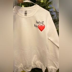 Small long sleeve sweatshirt. Respiratory Therapist with name on it.